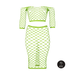 Ouch! Glow Bustier et Robe Filet Épaules dénudées Vert Fluo